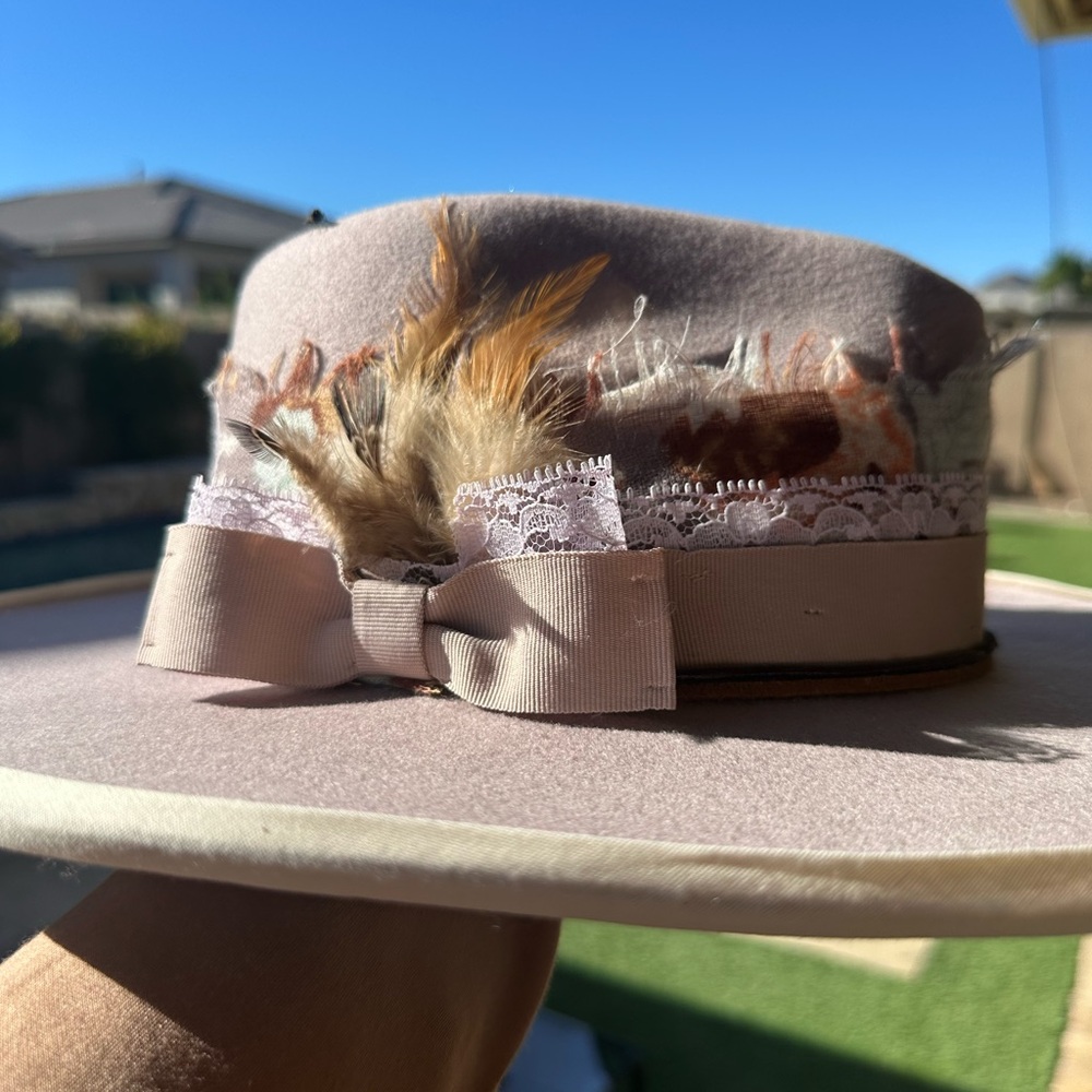 Chic Hat with Feather and Lace